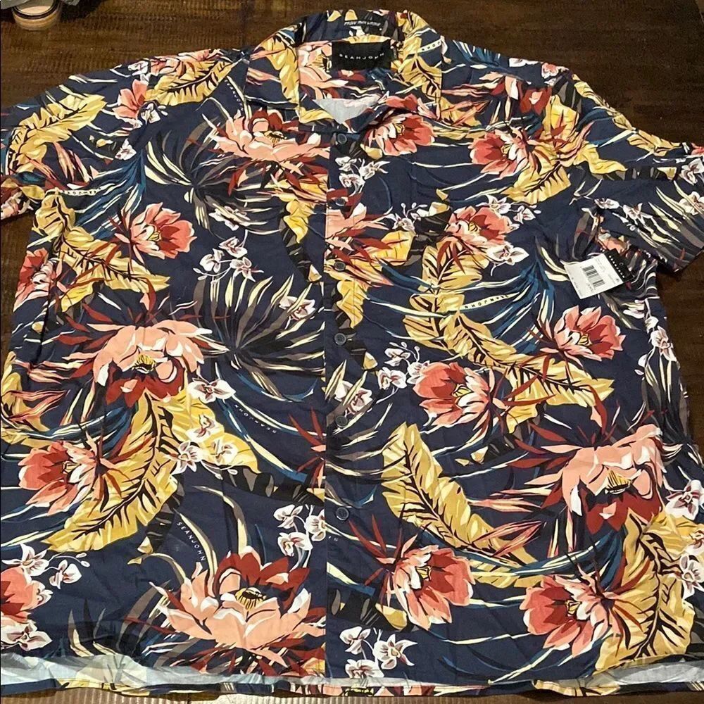 Sean John Legacy 3X Casual Button Down Shirt with Tropical Flair